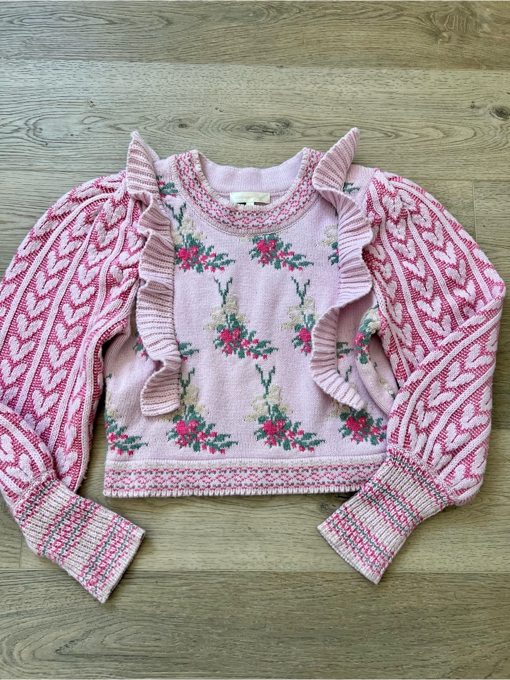 LoveShackFancy Pink and Green Knit Sweater - Picture 6 of 7